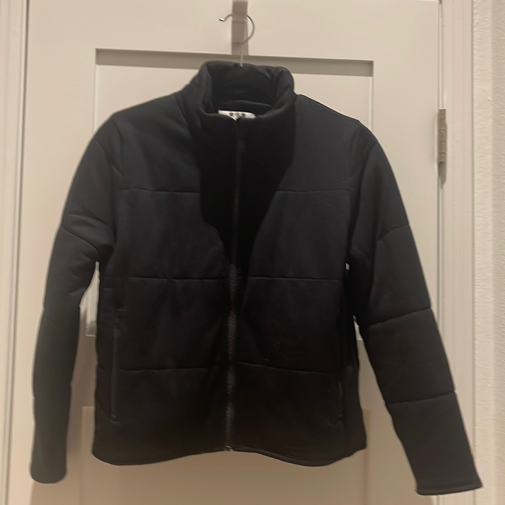 Black, long sleeve zip, light weight jacket